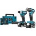 Makita DLX2220JX2 Aku set 18V/2x3Ah rázový skrutkovač DTD155 + vŕtačka s príklepom DHP483