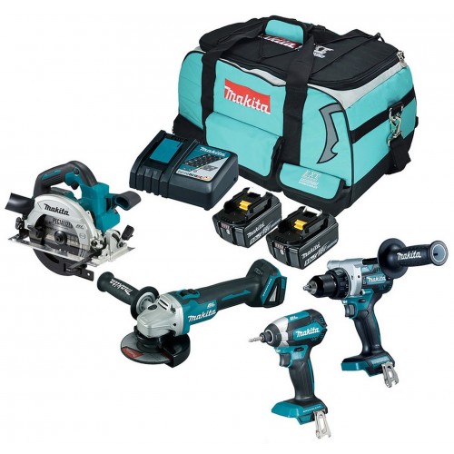 Makita DLX4156TX1 Aku súprava náradia (DDF486+DGA504+DHS660+DTD153+2xBL1850B) Taška