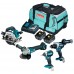 Makita DLX4156TX1 Aku súprava náradia (DDF486+DGA504+DHS660+DTD153+2xBL1850B) Taška