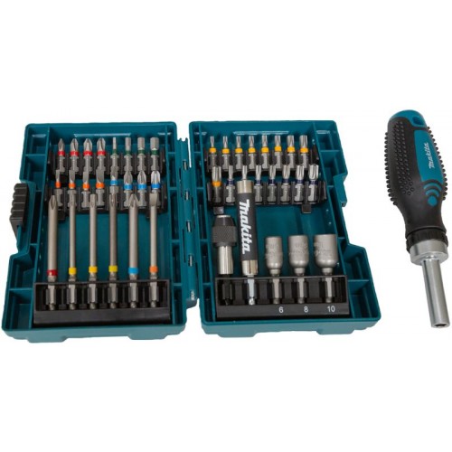 Makita E-25096 Sada bitov 1/4" s račňou 44 ks v plastovom kufríku STOP Makita E-25096 Sada bitov 1/4" s račňou 44 ks v plastovom kufríku STOP