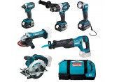 Makita DLX6046 Aku set DGA452Z+DHP458Z+DJR186Z+DML802+DSS610Z+DTD152Z+195584-2+3xBL1830B