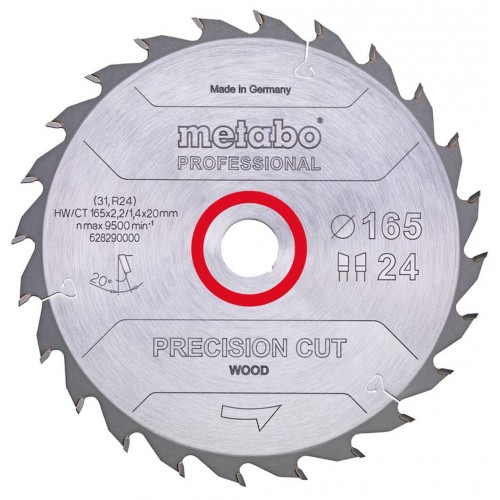 Metabo 628031000 "Precision cut wood - P" Pílový list 160X20, Z24 WZ 20°