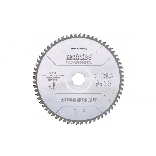 Metabo „Aluminium cut – professional“Pílový kotúč , 216×30 Z58 FZ/TZ 5°neg 628443000