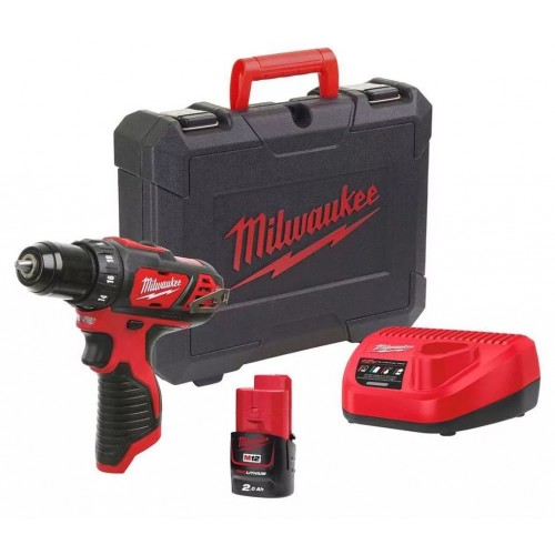 BAZÁR Milwaukee M12 BDD-201C Aku vŕtací skrutkovač 1x2.0 Ah, Kufrik 4933479439 1X VYSKÚŠAN