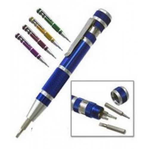 Mini skrutkovač 9v1 s bity PH00, PH0, PH1, SL1/16 ", SL3/32", SL5/64 ", TORX6, 7,8