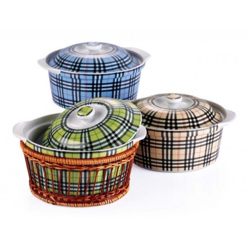 WELLBERG Misa servírovacia s pokrievkou v košíku 2,5 L, krémová WB-19007