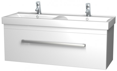 INTEDOOR MONA spodná kúpeľňová skrinka závesná s keramickým dvojumývadlom MO120/15
