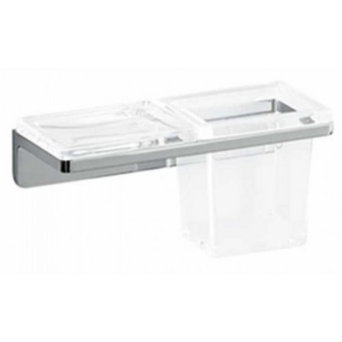 LAUFEN LB3 Držiak na pohár a mydelnička 10x22cm, sklo/chróm, na stenu, 3.8468.1.004.000.1