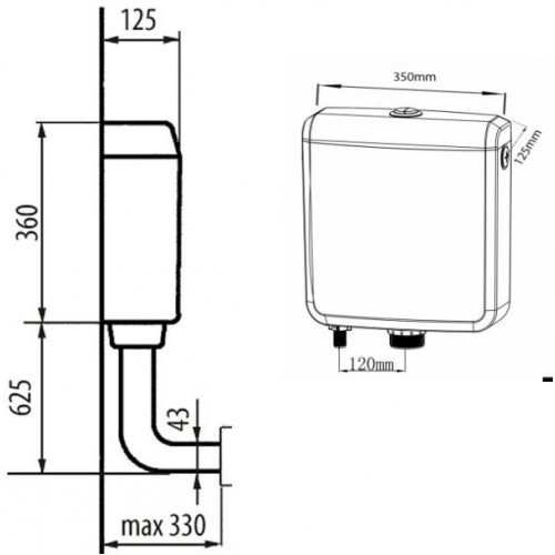 AQUALINE Splachovacia nádržka, spodné napúšťanie, T1801