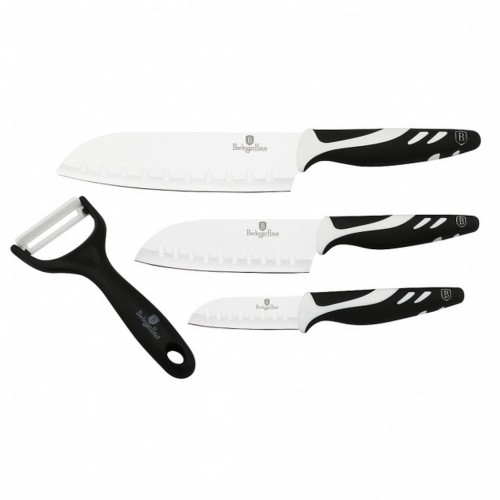 BERLINGERHAUS Bianco Sada nožov santoku so škrabkou 4 ks, nerez, čierna BH-2027