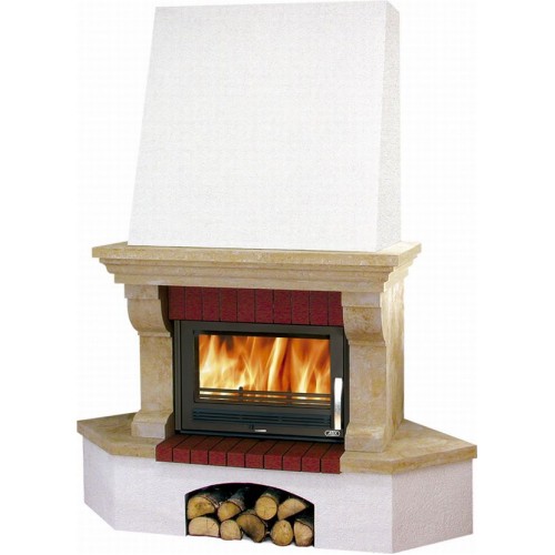 ABX Oxford Klasik TV výmenník 7kW, Krb rohový, sokel biely, rímsa drevo ABX Oxford Klasik TV výmenník 7kW, Krb rohový, sokel biely, rímsa drevo