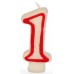 PAPSTAR Narodeninová sviečka - číslica 1 - biela s červeným okrajom 7,3 cm