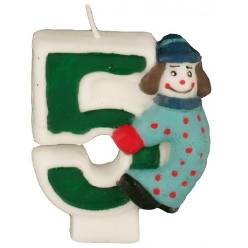 PAPSTAR Narodeninová sviečka 8 cm - číslica 5 "CLOWN"