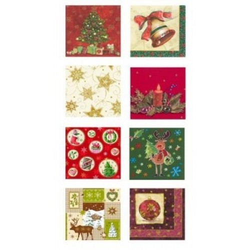 PAPSTAR Vianočné servítky papierové, 20 ks, 33 x 33 cm rôzne vianočné motívy