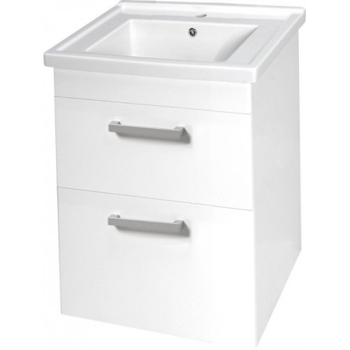 AQUALINE POLY umývadlová skrinka 56x74,6x46,5 cm, 2 zásuvky, biela PL060