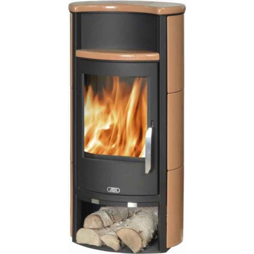 ABX Pori 4671-7, krbové kachle na drevo, čierny plech + kachle karneol, vr. hornej dosky