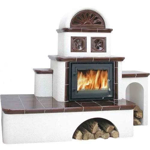 ABX Glasgow, Kachľová pec, kachľové pece na drevo s plechovou vložkou, pravé, hnedá