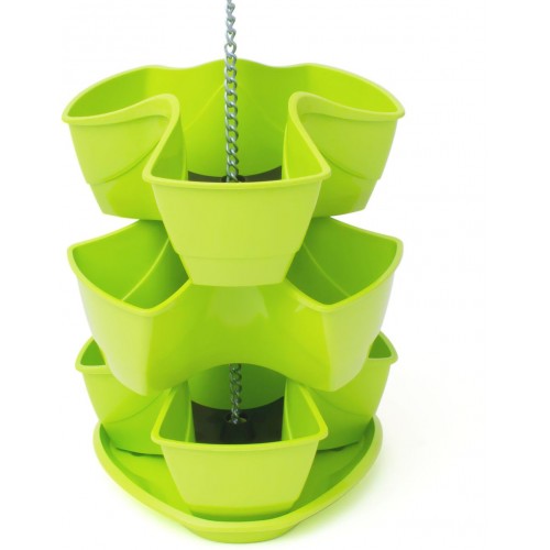 PROSPERPLAST COUBI kaskádový kvetináč 29,5x29,5x88cm, 9l, limetka DKN300W