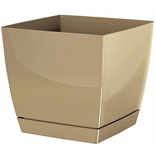 Prosperplast COUBI SQUARE P Kvetináč s miskou 18 cm, 3,8l, béžová DUKP180