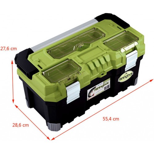 PROSPERPLAST FISHINGBOX Plastový kufor na náradie zelený, 554 x 286 x 276 mm NTF22AS