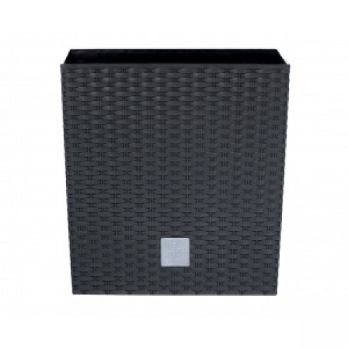 VÝPREDAJ Kvetináč RATO LOW 22 cm, 9,8l, ratan antracit DRTS225L BEZ VNÚTORNÉ VLOŽKY !!!