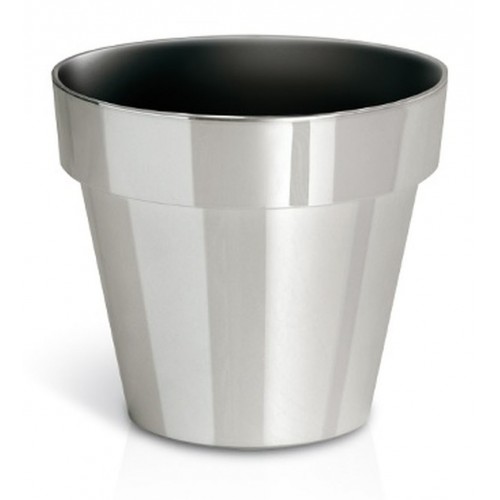 PROSPERPLAST CUBE CHROME SILVER Kvetináč 0,6l, strieborná DGC110S