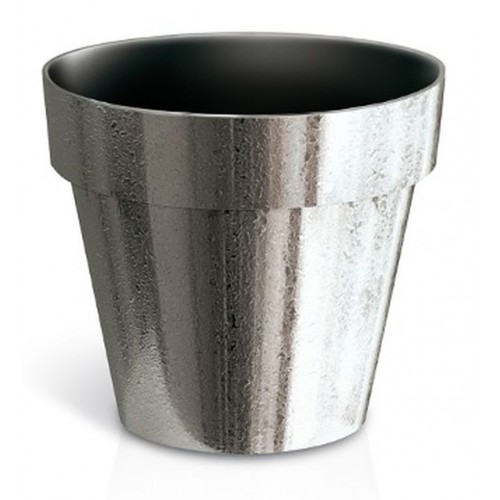 PROSPERPLAST CUBE CHROME SILVER Kvetináč 3,5l, strieborná štruktúra DGC200SF