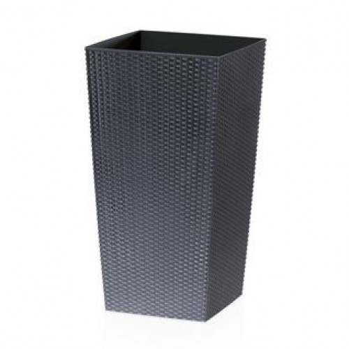 PROSPERPLAST RATO SQUARE SET Kvetináč samozavl. 8/16,3l, ratan antracit DRTS225S