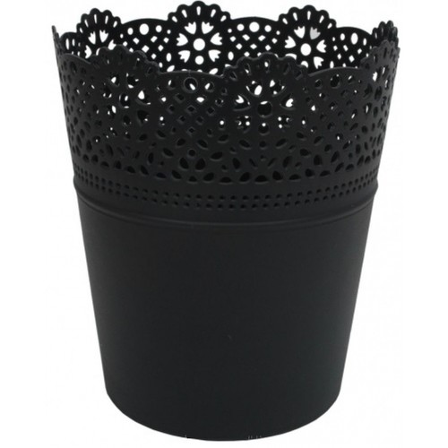 PROSPERPLAST LACE kvetináč s čipkou 16 cm, čierna DLAC160 PROSPERPLAST LACE kvetináč s čipkou 16 cm, čierna DLAC160