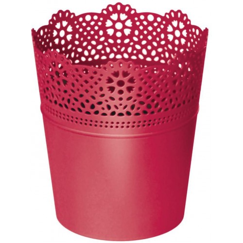 Prosperplast LACE kvetináč s čipkou 16 cm, červená DLAC160