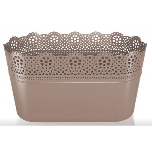 Prosperplast LACE kvetináč s čipkou 28,5 x 13,5 cm, mocca DLAC285 Prosperplast LACE kvetináč s čipkou 28,5 x 13,5 cm, mocca DLAC285
