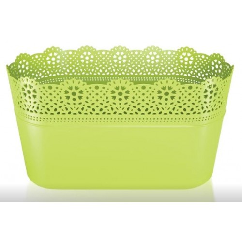 Prosperplast LACE kvetináč s čipkou 28,5 x 13,5 cm, limetka DLAC285