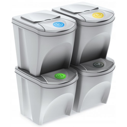 Prosperplast SORTIBOX Sada 4 odpadkových košov 4x25l, biela IKWB25S4 Prosperplast SORTIBOX Sada 4 odpadkových košov 4x25l, biela IKWB25S4