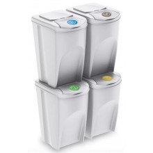Prosperplast SORTIBOX Sada 4 odpadkových košov, 4x35l, biela IKWB35S4