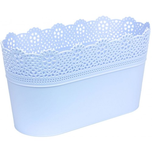 Prosperplast LACE kvetináč s čipkou 28,5 x 13,5 cm, svetlo modrá DLAC285