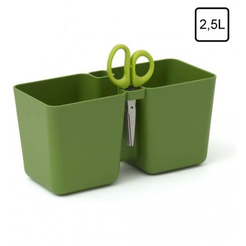 PROSPERPLAST TWINS CUBE dvojkvetináč na bylinky s nožnicami 2,5l, zelený DTC245 PROSPERPLAST TWINS CUBE dvojkvetináč na bylinky s nožnicami 2,5l, zelený DTC245