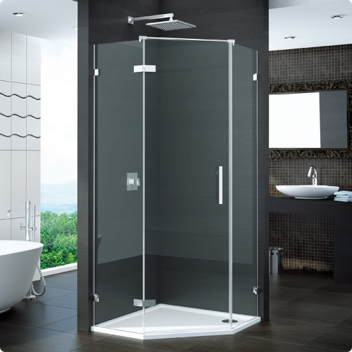 RONAL PUT51 Pur stena pre ptětiúhelník L-kovanie *, 2m, chróm / číre sklo PUT51SM11007