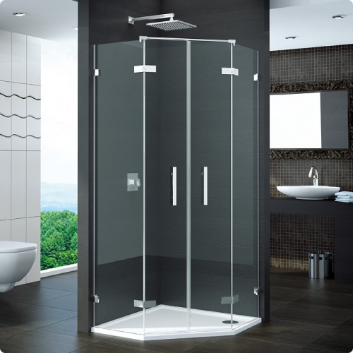 RONAL PUR52 Pur dvojkrídlové dvere pre päťuholník, <2m, chróm / čierne PUR52SM21055