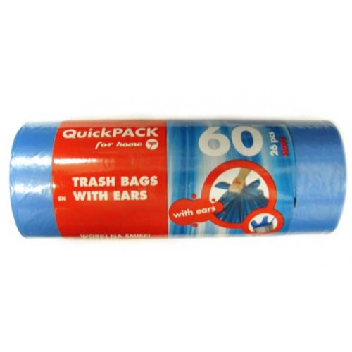 Vrecia do odpadkových košov s uchami HD 60 l / 26 ks - modré Q174 Vrecia do odpadkových košov s uchami HD 60 l / 26 ks - modré Q174