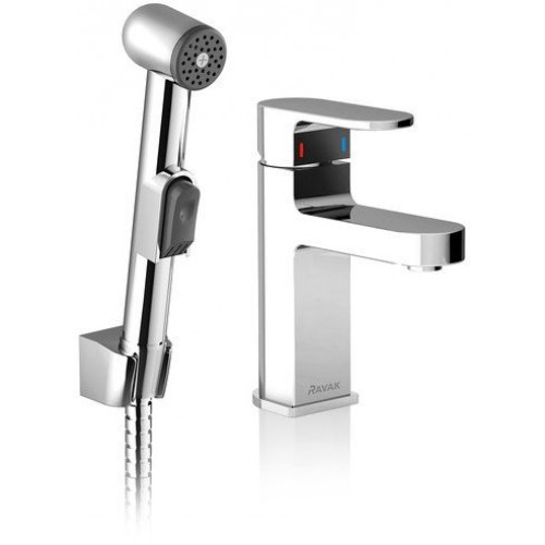 RAVAK CHROME CR 0CR 112.00 Umývadlová stojančeková batéria s bidetovou spŕškou X070092