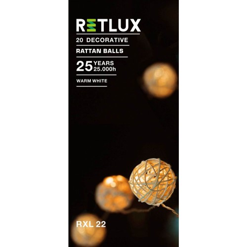 RETLUX RXL 22 20LED Rattan Balls WW 0,5M Vianočné osvetlenie 50001456