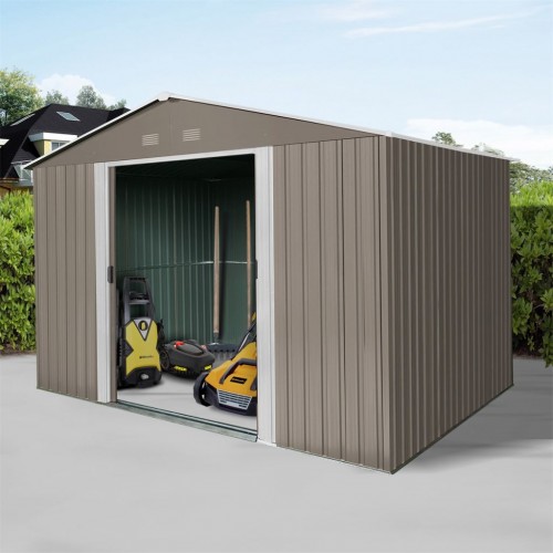 Riwall PRO RMSA 8x10 Brown - záhradný domček kovový 3 x 2,4 m SD-X0810-H170C-B
