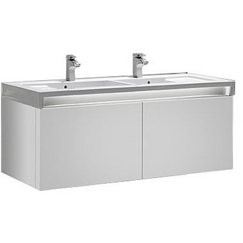 Roca Stratum skrinka 129 × 49,5 × 45cm pod umývadlo, lesklý lak, biela 7856222606