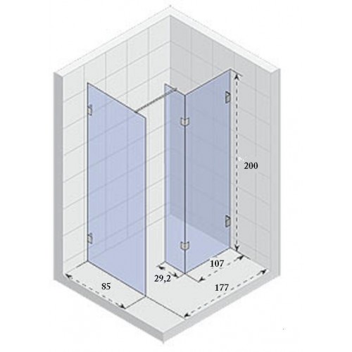 SCANDIC Sprchová zástena S 405 107x29,2x85x207x200cm