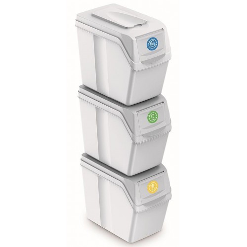 Prosperplast SORTIBOX I Sada 3 odpadkových košov 3x20l, biela ISWB20S3