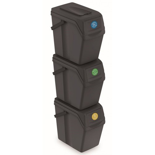 Prosperplast SORTIBOX II Sada 3 odpadkových košov 3x25l, antracit ISWB25S3 Prosperplast SORTIBOX II Sada 3 odpadkových košov 3x25l, antracit ISWB25S3