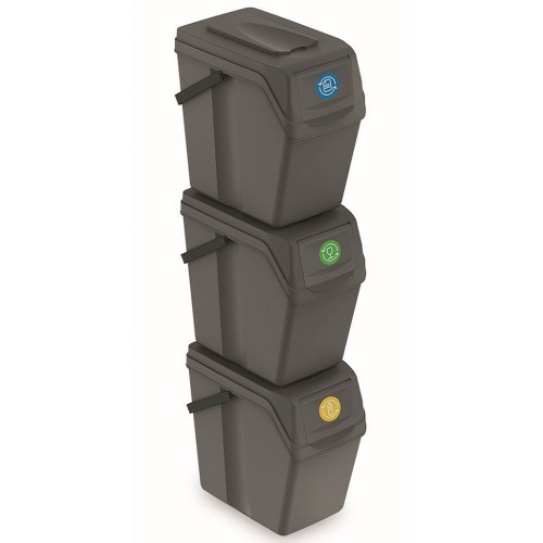 Prosperplast SORTIBOX II Sada 3 odpadkových košov 3x25l, šedý kameň ISWB25S3