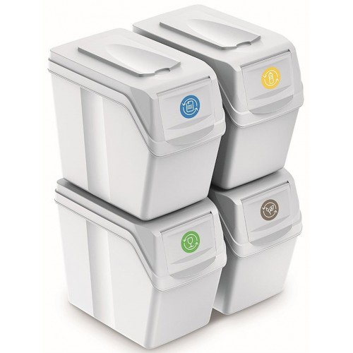 Prosperplast SORTIBOX I Sada 4 odpadkových košov 4x20l, biela ISWB20S4 Prosperplast SORTIBOX I Sada 4 odpadkových košov 4x20l, biela ISWB20S4