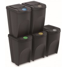 Prosperplast SORTIBOX Sada 5 odpadkových košov, 5x35l, antracit IKWB35S5