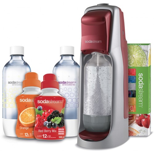 SADA Výrobník sódovej vody Jet Red / Silver + 12 VPP LE 2v1 SODASTREAM